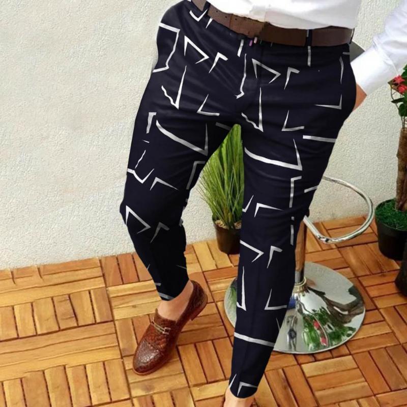 

Men's Suits Suit Pants Abstract Print Stretchy Bottoms Slim-fitting Pockets Trousers Men Office For Business, Brown