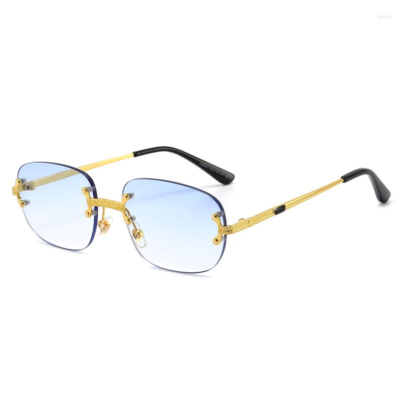 

Sunglasses HBK Rimless Wholesale Women Retro Square Frameless Sun Glasses Male In Bulk Vendor For Men Fashion