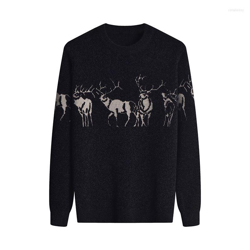 

Men's Sweaters 2022 Men Autumn Winter Fashion Warm Velvet Knitwear Tops Male O-neck Sweater Pullover Men's Printed Casual Jumpers, 661 dark grey