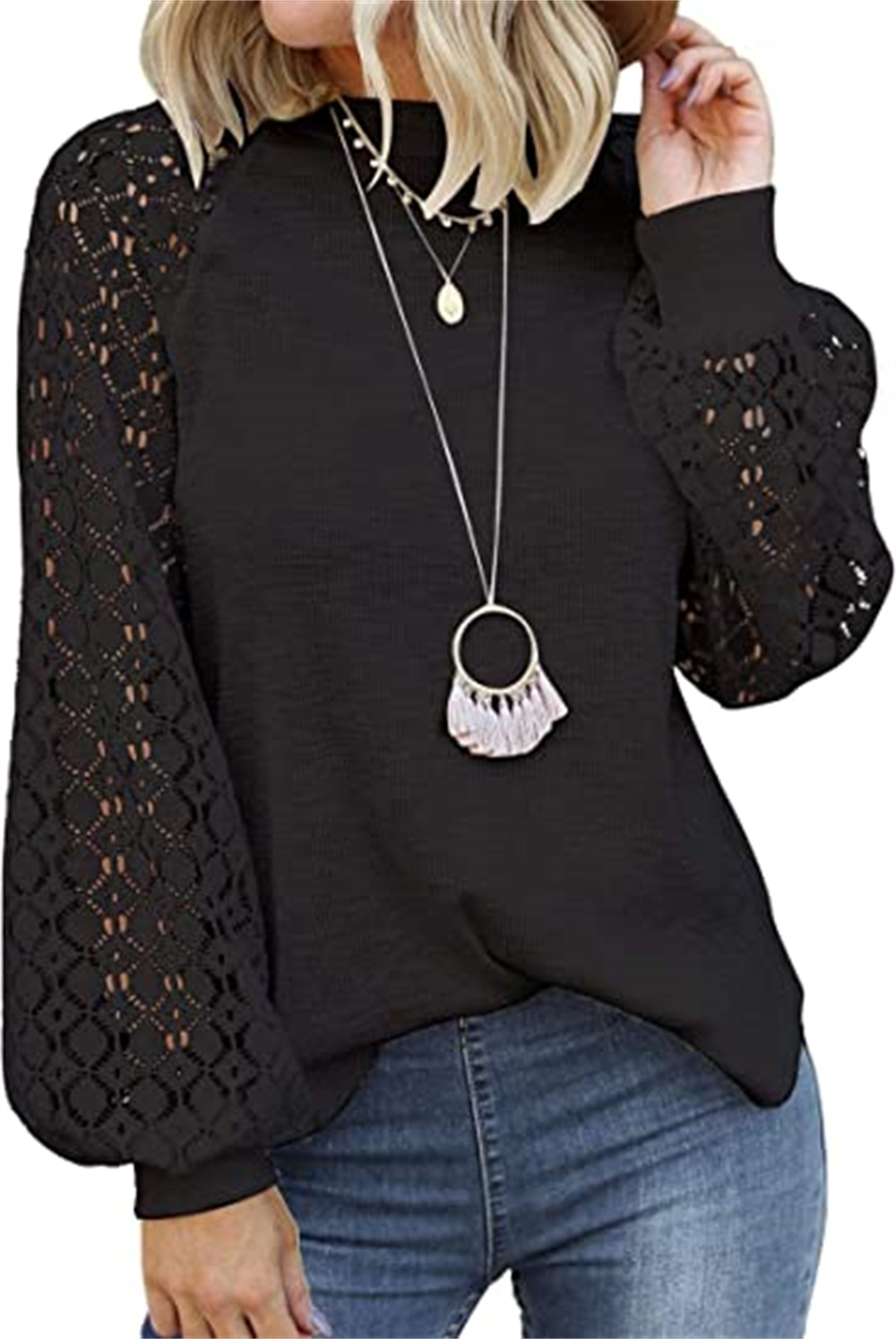 

Women's Blouses & Shirt Long Sleeve Tops Lace Casual Loose Blouses T Shirts, Customize