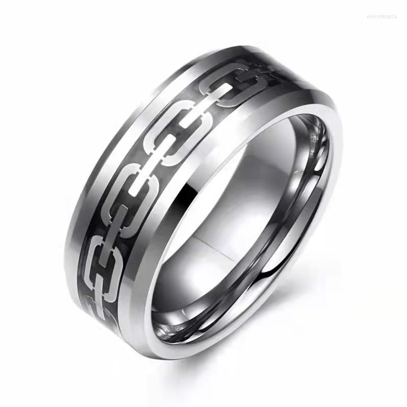 

Wedding Rings YWSHK Stainless Steel Chain Piece Inlay Fashion Cool Punk Ring For Man Band Jewelry Father Day Gift