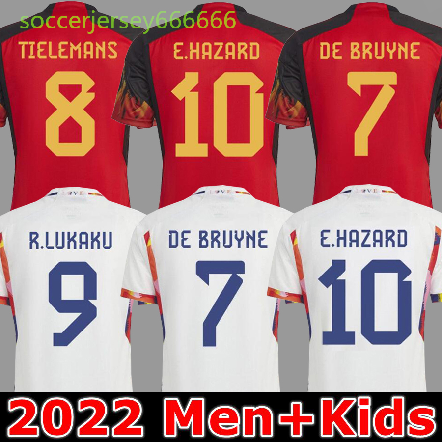 Joueur des fans Belgique 2022 Coupe du monde Jerseys Jerseys Team de Bruyne Hazard Courtois Lukaku Tielemans Doku 22 23 Batshuayi Kevin Men Kits