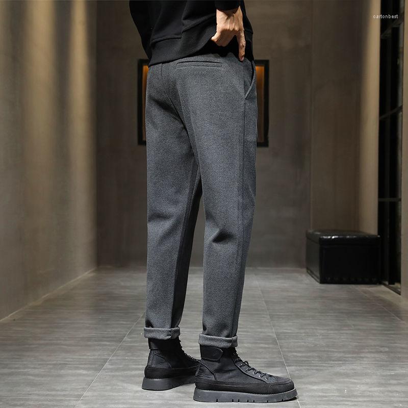 

Men's Suits 2022 Autumn Winter Men's Slim Casual Pants Fashion Straight Business Stretch Woolen Trousers Men Brand Solid Pant Z322, 6867heise