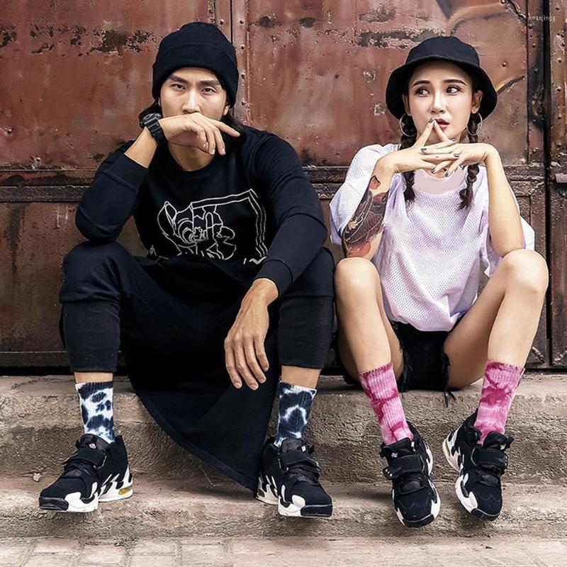 

Men's Socks Tie Dye For Men Women Calf Length Fashion Breathable Long Hip Hop Skateboard Sock Couple Skate Streetwear, Black