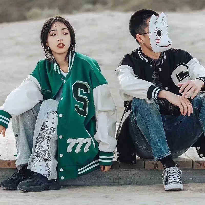 

hoodieAmerican Vintage Baseball Suit Fashion Brand Jacket Men' High Street Loose Casual Couple and Wo Spring Coat, Brown