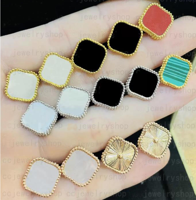 

Fashion Vintage Four Leaf Clover Charm Stud Earrings for lady Women Party wedding lovers gift engagement jewelry for Bride NRJ