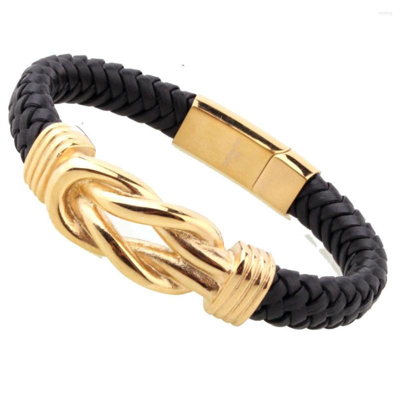 

Link Bracelets Tisnium Punk Men Jewelry Black/Brown Braided Leather Bracelet Stainless Steel Magnetic Clasp Fashion Bangles Wholesale Retail