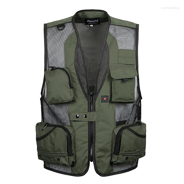 

Men's Vests Arrival Fashion Spring Autumn Multi Bag Professional Man Pography Vest Mesh Casual Zipper Mens Plus Size XL2XL3XL4XL5XL, Gray