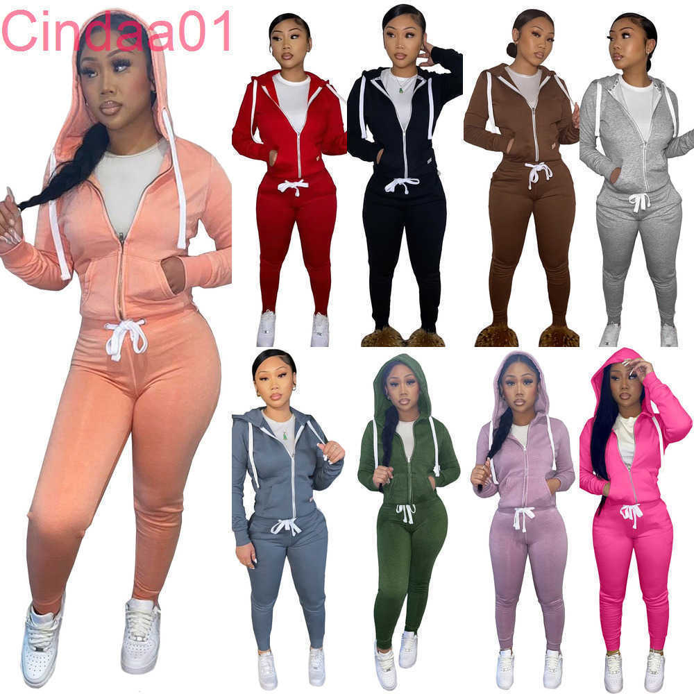 

Retail 2022 Fall Winter Women Sports Tracksuits Sweatsuit Zipper Hoodie Two Piece Set Plush Sweater Sweatpants Jogging Suit 13 Colors, Mix colors or give list