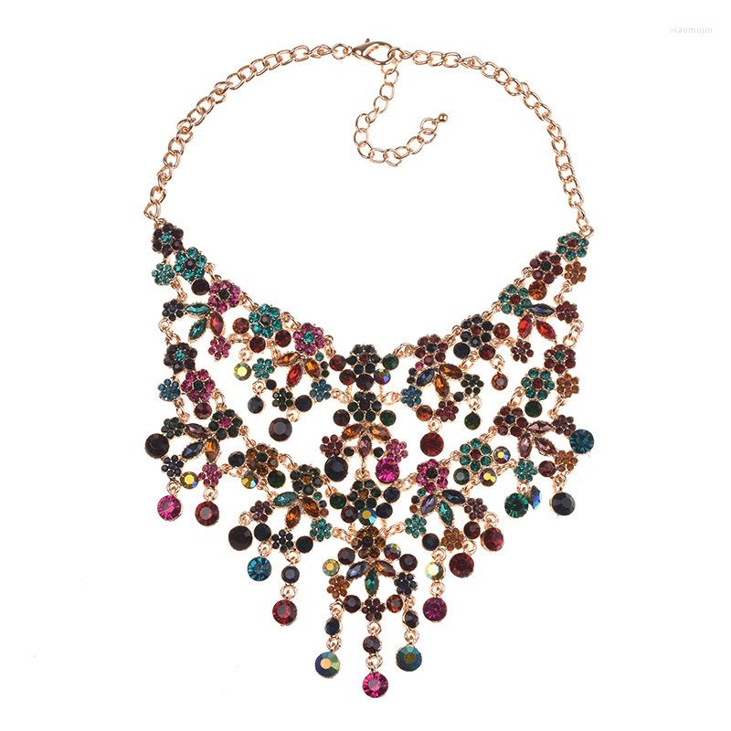 

Choker BK Fashion Women Statement Chain Colorful Resin Acrylic Crystal Collar Chunky Tassels Pendant Bib Necklace