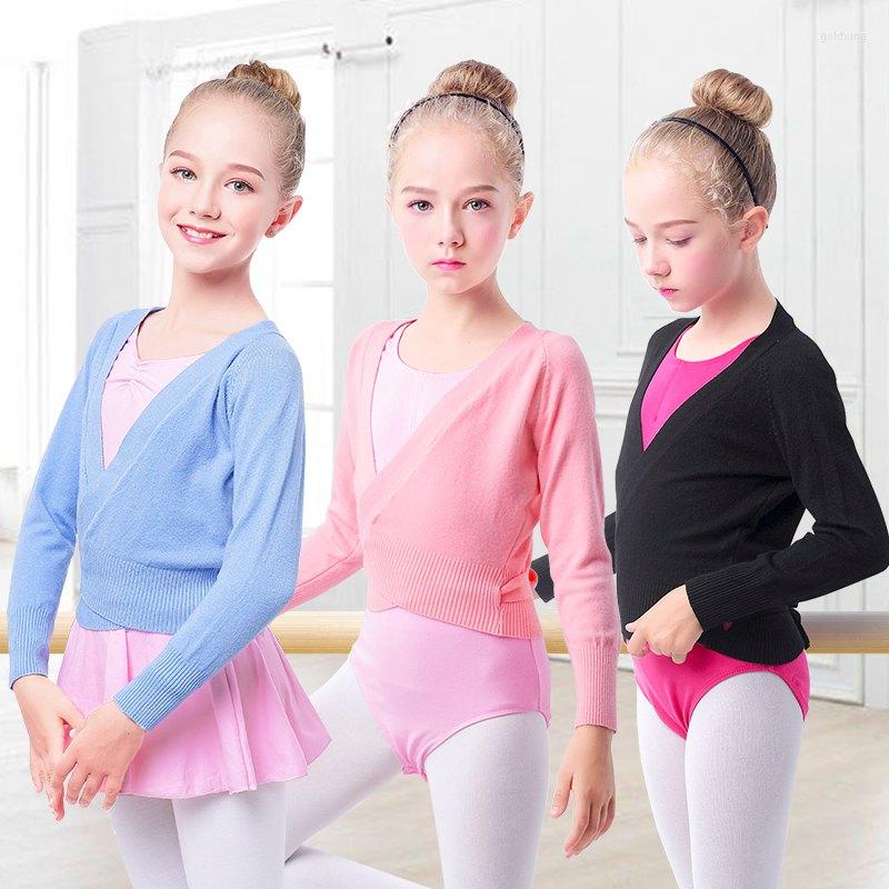 

Stage Wear Autumn Winter Wrap Ballet Sweater Cardigans For Girls Kids Soft Knitted Dance Leotards Crossover Warm Coats, Black