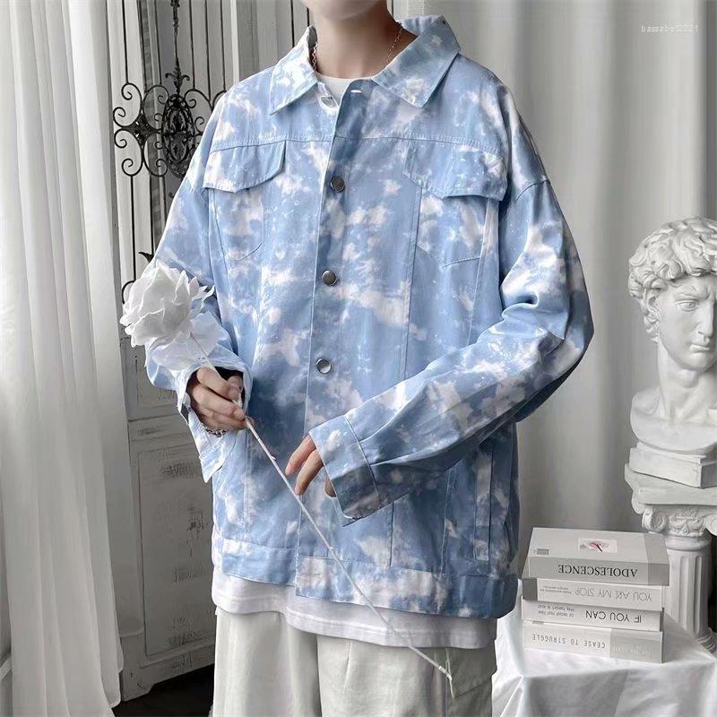 

Men's Jackets Men's Jacket With Tie-dye Design Hop Boys Casual Streetwear Coat Fall Winter All-match Japanese Style Loose Male Clothing, Black