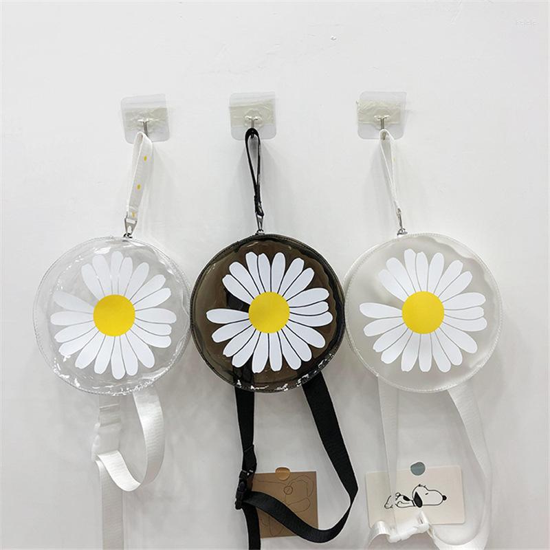 

Evening Bags Girls Summer Print Daisy Transparent Female Jelly PVC Korean Style Large Capacity Portable Shoulder Bag Fashion, White