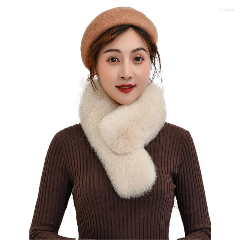 

Scarves Fashion Real Fur Women Winter Natural Scarf Neckerchief Female Clips Wraps