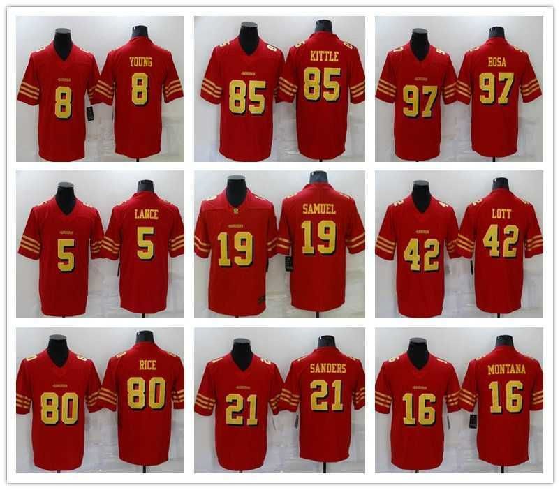 

CUSTOM Untouchable Jersey San Francisco''49ers''MEN Women Montana Jerry Rice George Kittle Trey Lance Nick Bosa Deebo Samuel Red Gold Vapor