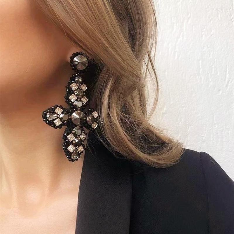 

Dangle Earrings Geogous Full Crystal Rhinestone Cross For Fashion Women Jewelry Luxury Ladys' Statement Accessories
