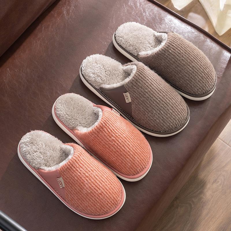

Slippers Women Winter Men Corduroy Plush Indoor Slipper Fuzzy Warm Flat Shoes Couples Cozy Bedroom Flip Flop Home Cotton, Red