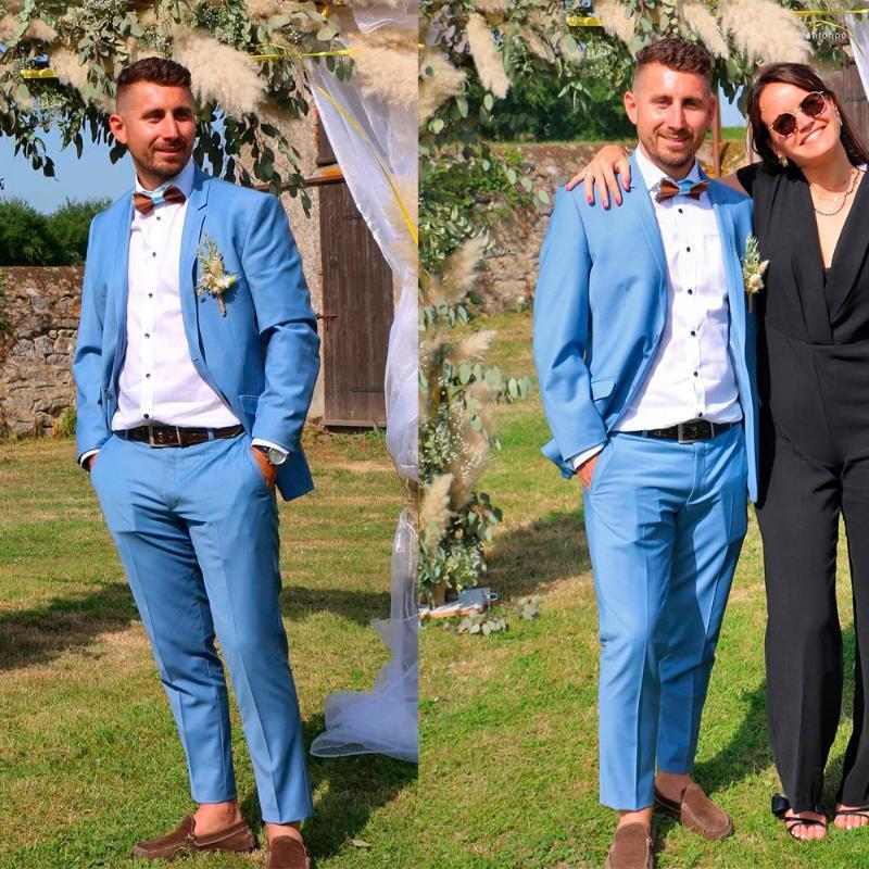

Men's Suits Men's & Blazers Blue Men Suit 2 Pieces Slim Fit Tailor-Made Fashion One Button Blazer Pants Formal Wedding Work Wear Prom