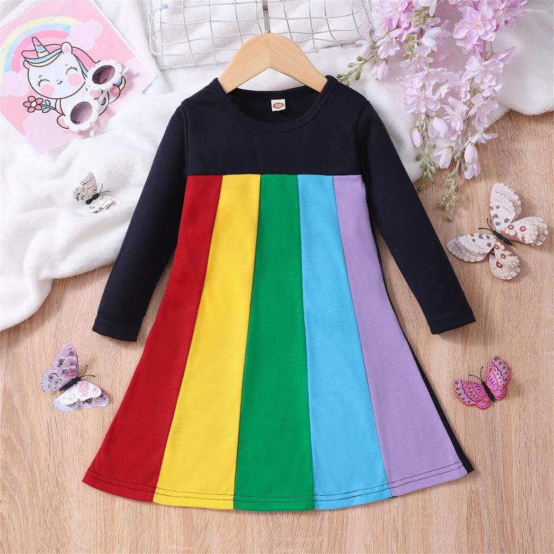 

Girl Dresses Baby Holiday Dress Toddler Kids Girls Suit Beautiful Rainbow Long Sleeves Horses, Black