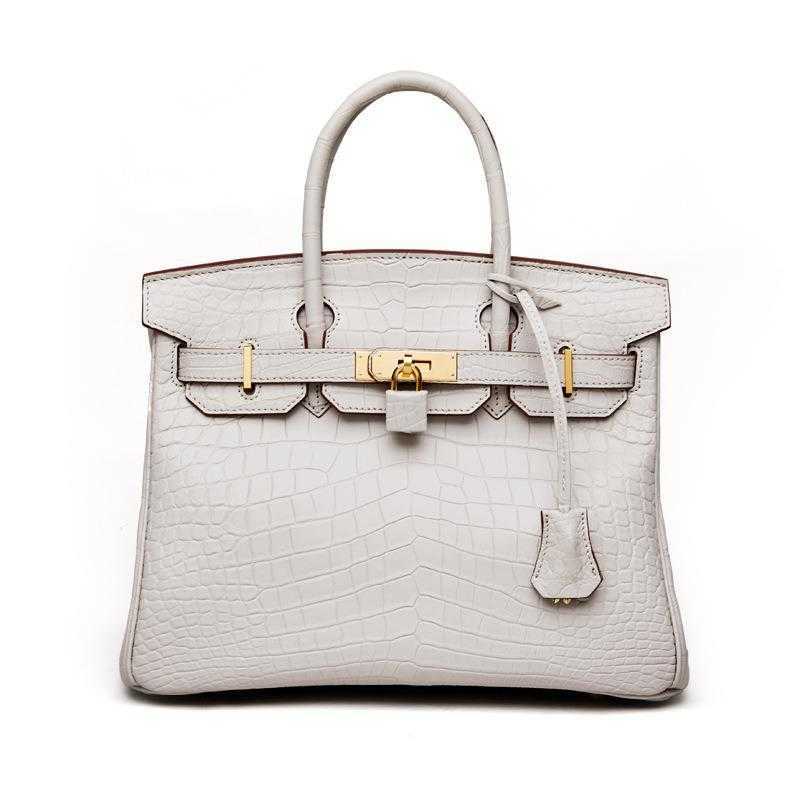 

Women totes bag shoulder Herme birkins Pure hand 2022 new Single Shoulder Messenger Fashion Korean crocodile leather portable, White