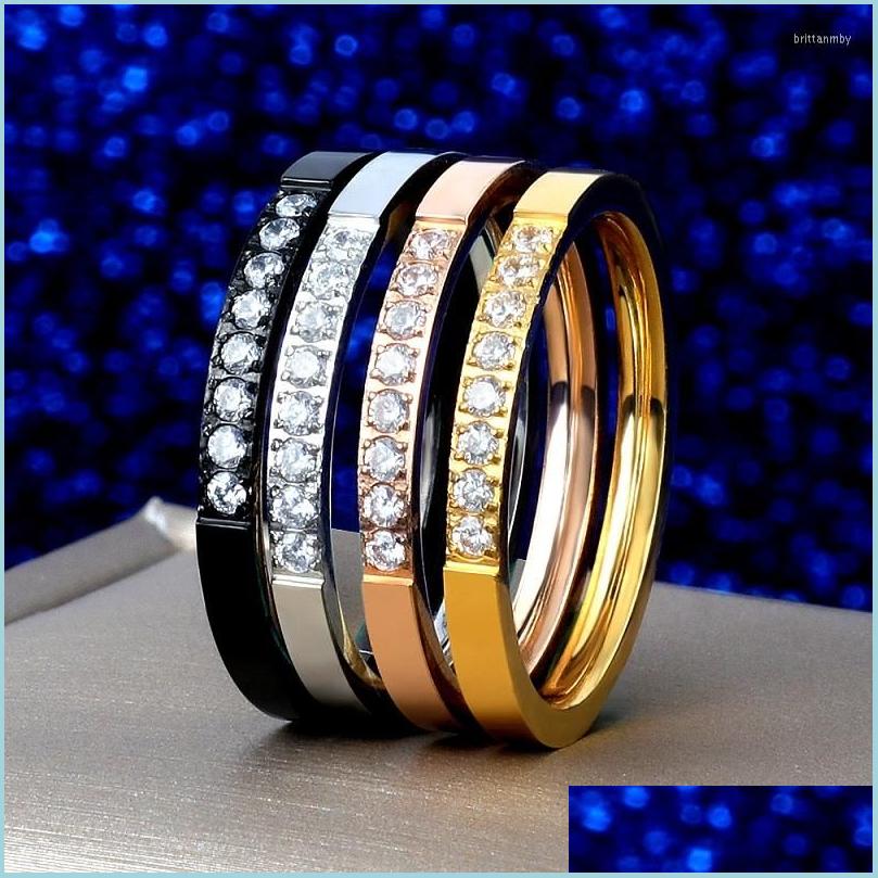 

Cluster Rings Cluster Rings Trendy Charming Stainless Steel Gold Ring For Women Men Couple Cz Crystal Jewelry Wedding Party Gift Dro Dhe3H