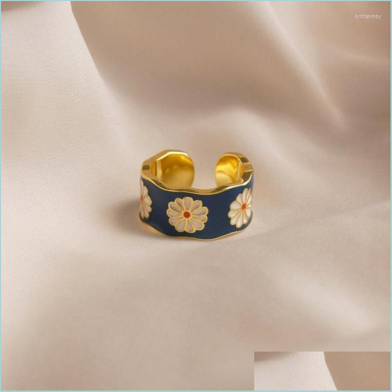 

Cluster Rings Cluster Rings Korea Vintage Daisy Flower For Women Sier Color Adjustable Open Ring Wedding Engagement Goth Jewelry Cou Dhnnv