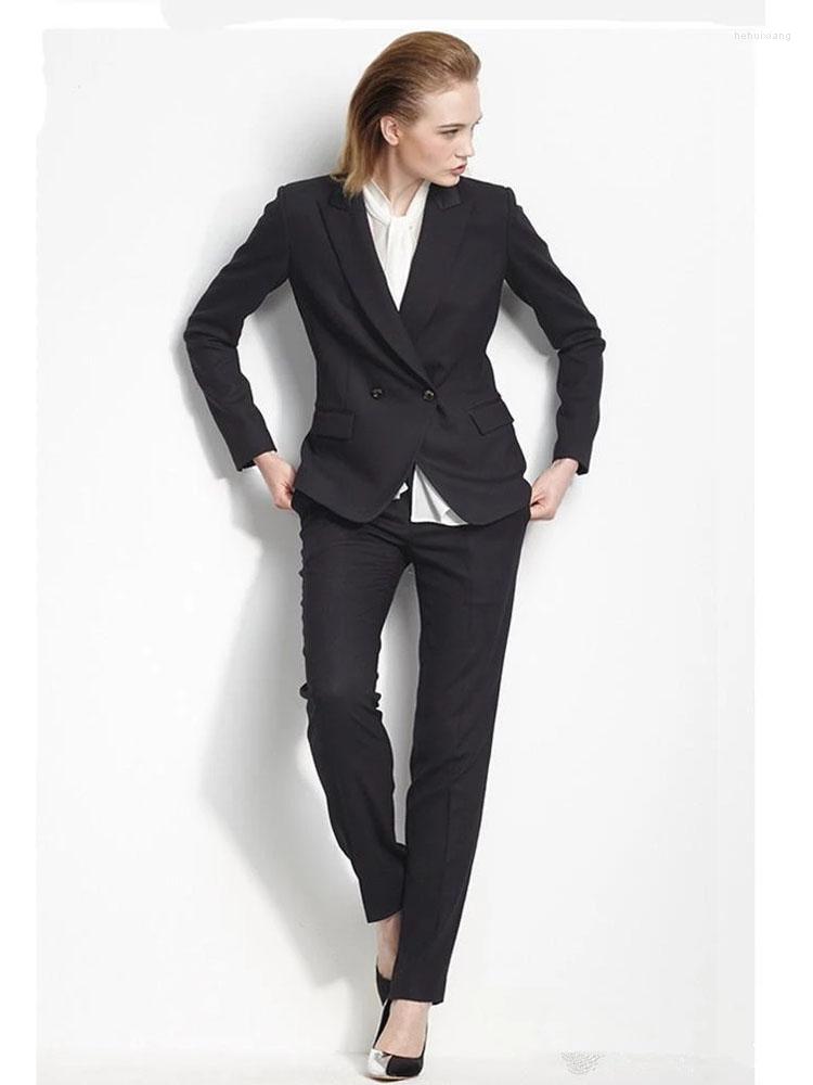 

Women's Two Piece Pants Custom Black Special Bussiness Formal Elegant Women Suit Set Blazers Office Suits Ladies Trouser, Picture style