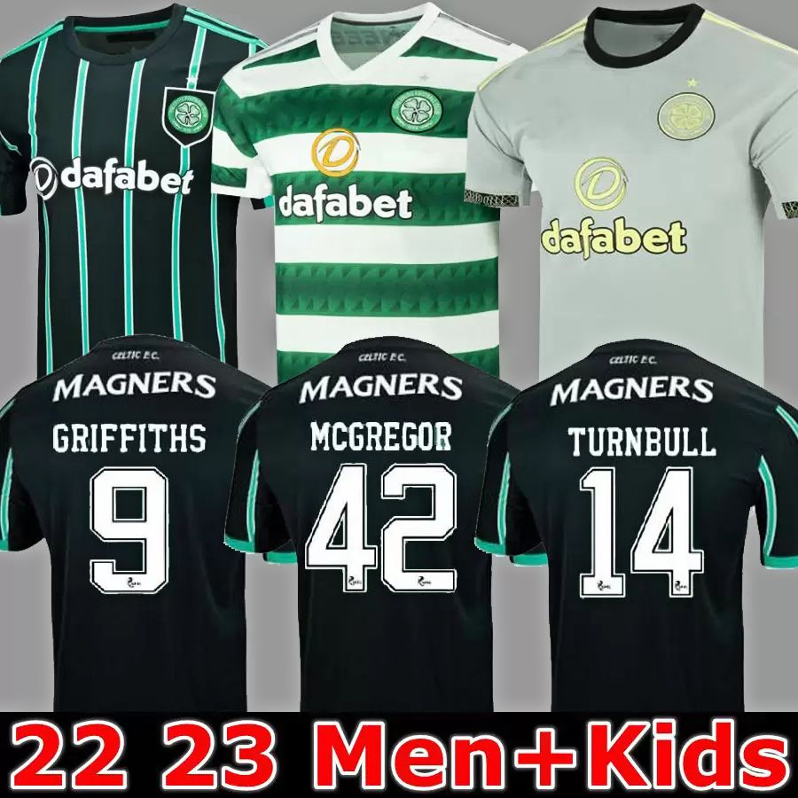 22 23 Jersey de football à l'extérieur celtique Edouard 2022 2023 Hommes enfants Brown Duffy Taylor Elyoundsi McGregor Away Black Child Fans Play