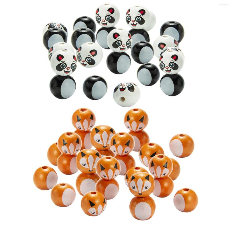 

Beads 30Pcs Wooden Loose 20mm Animal Print Forest Animals Ball DIY Set For Jewelry Wall Hanging Craft Pendant Bracelet Necklace