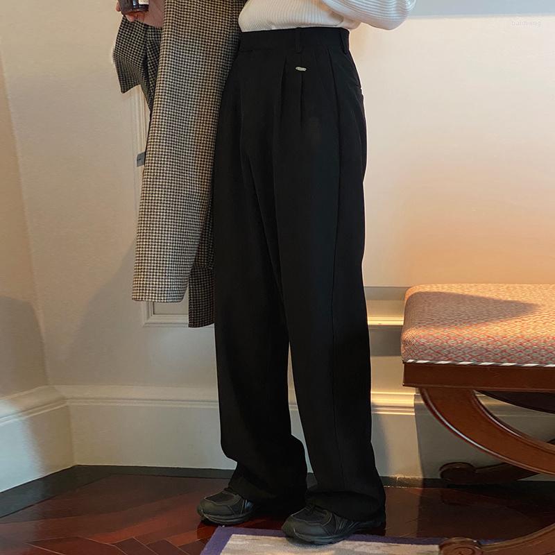 

Men' Suits Korean Men' Style Loose Straight Floor Dragging Suit Pants Casual Chic Wide Leg Trousers 2022 Spring 2A0518, Black