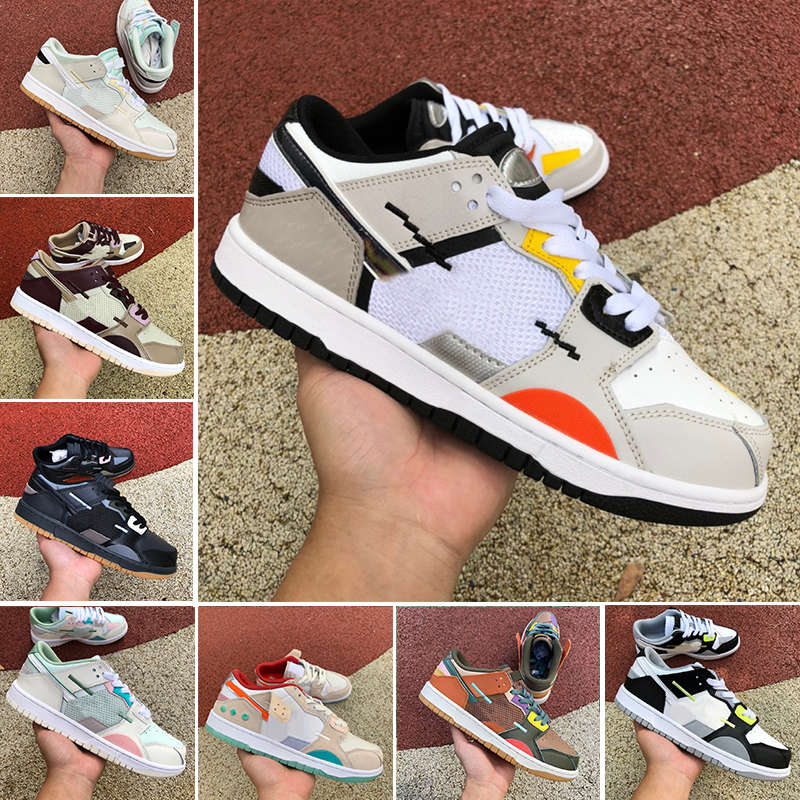 

With Box Mens Low Scrap Running shoes Mighty Swooshers Black Gum Grey Haze University Red Wolf Grey Shapeless men women trainers sports sneakers OG Quality 36-45