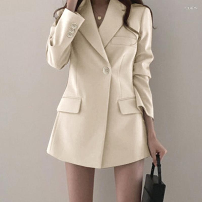 

Women's Suits Women's Soild White Suit Jacket Korean Slim Fit Design British Style Women Coat, Khaki
