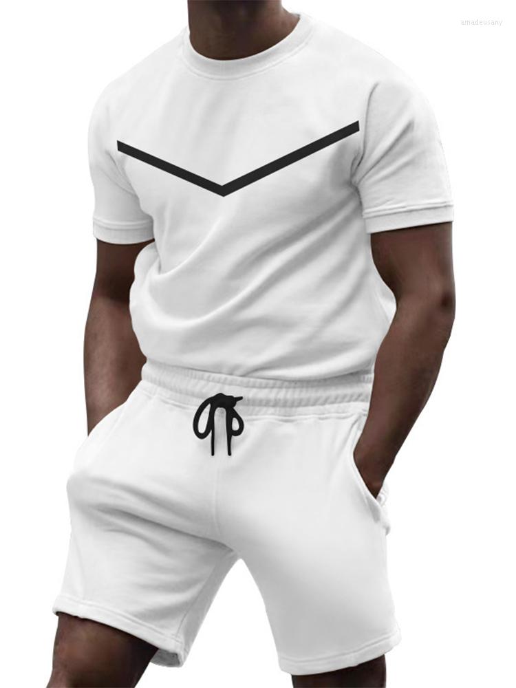 

Men's Tracksuits Men Short-sleeved Casual Two Piece Suit Round Neck Slim Fit Steetwear Sports Tracksuit Male Elastic Waist Sweatsuits Shorts, 08 pink