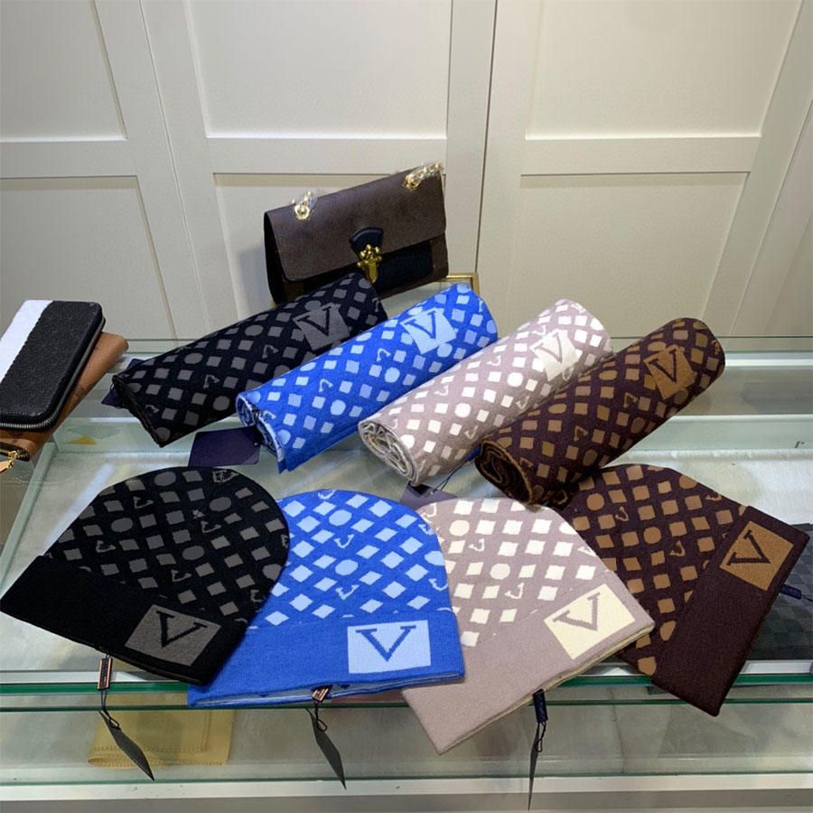 

scarf scarves wraps Fashion Scarf Hat Set Elegant Warm Letter Pattern Design for Man Women Shawl Long Neck