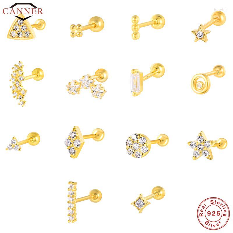 

Stud Earrings CANNER 1 Pair Real 925 Sterling Silver For Women Piercing Cartilage Earring Minimalist Small Cute Earings Jewelry
