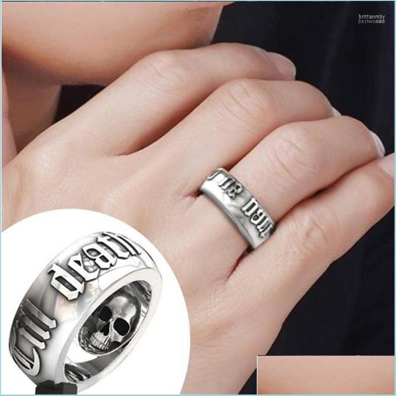 

Cluster Rings Cluster Rings 316L Stainless Steel Ring With Letter Till Death Do Us Part Skeleton For Mens Punk Style Hip Hop Jewelry Dhfam