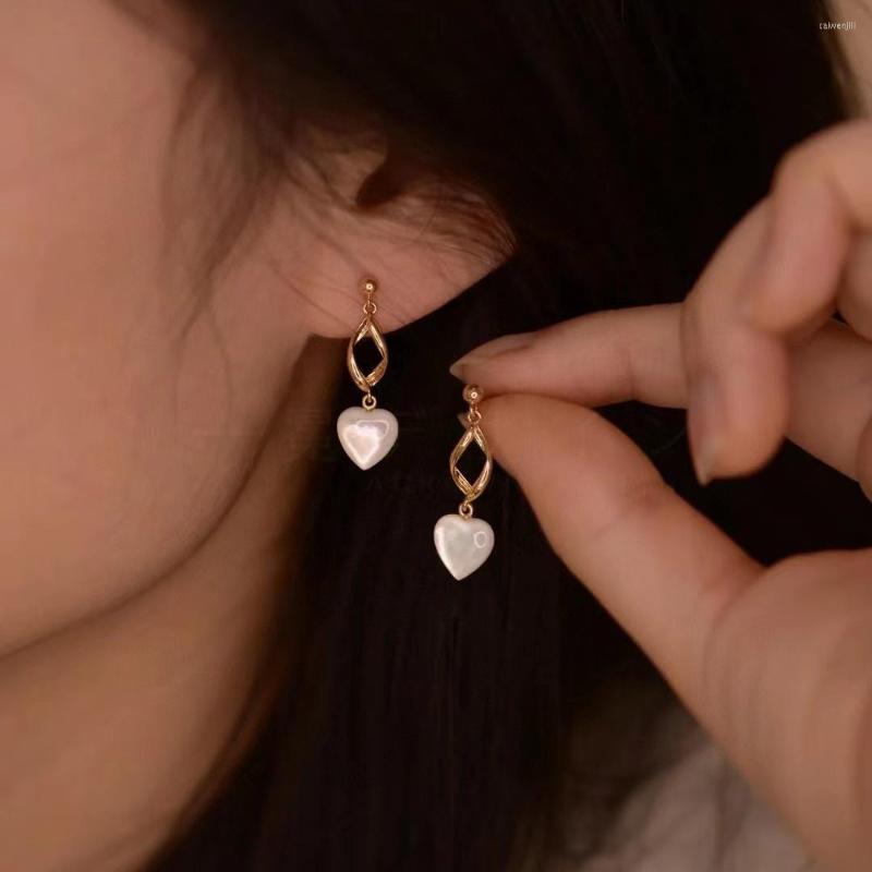 

Dangle Earrings 18K Pure Gold Natural Stitching Luster Fritillaria Temperament Earring Bracelet Real AU750 Solid Beautiful Upscale Trendy