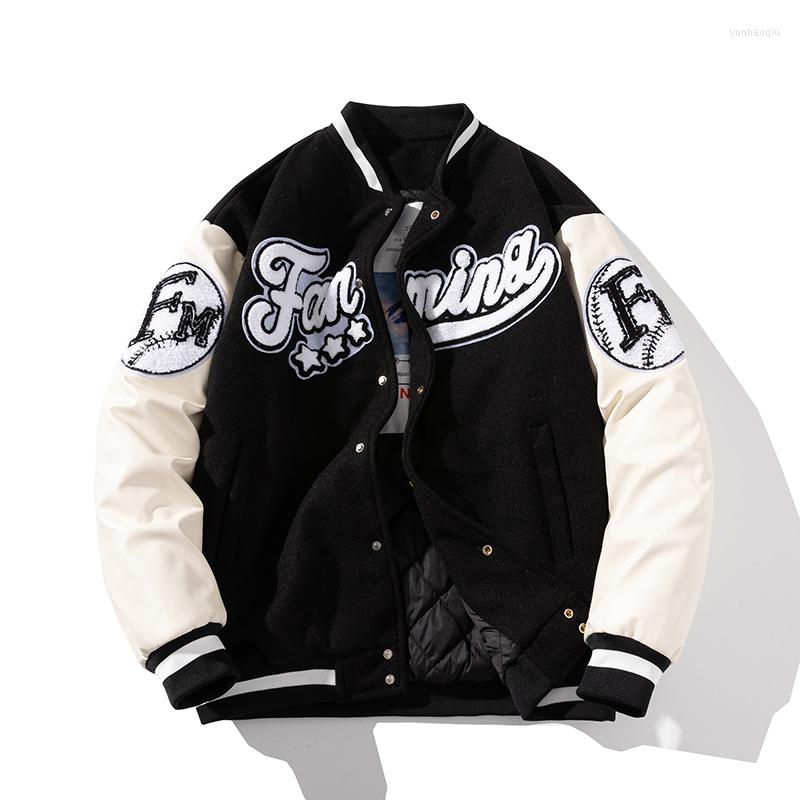 

Men's Jackets Winter Letter Baseball Jacket Men Women American Varsity Thick Warm Patchwork Hip Hop Coat Button Leather Sleeve Flocking, Green thick