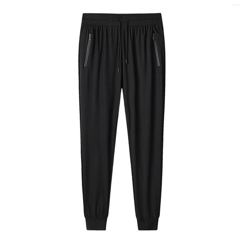 

Men's Pants Mens Solid Leisure Trousers Sports Fitness Loose Running Training Leg Guard Ninth Men Size 1, Black