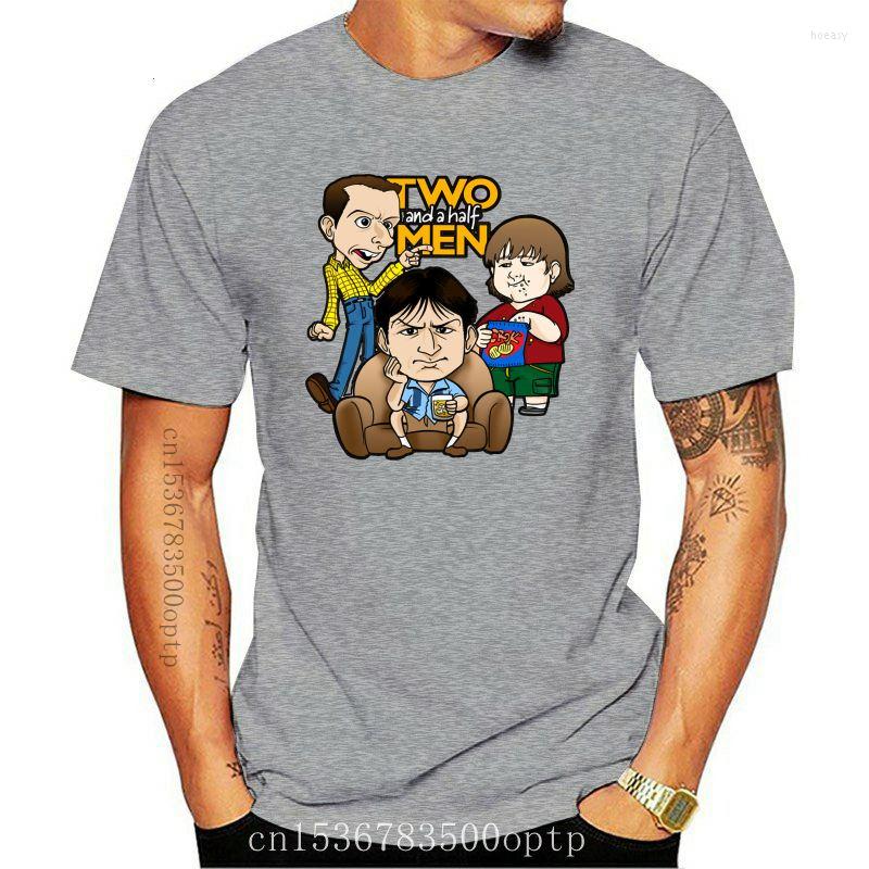 

Men's T Shirts Two And A Half Men Cartoon Drawing Fashion Cotton White Shirt, Black