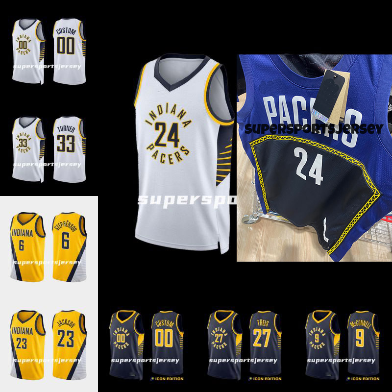 

Indiana''Pacers''Basketball Jerseys Buddy Hield Myles Turner Daniel Theis T.J. McConnell Bennedict Mathurin Goga Bitadze Jalen Smith 100 % Stitched 1, 2022-23 city