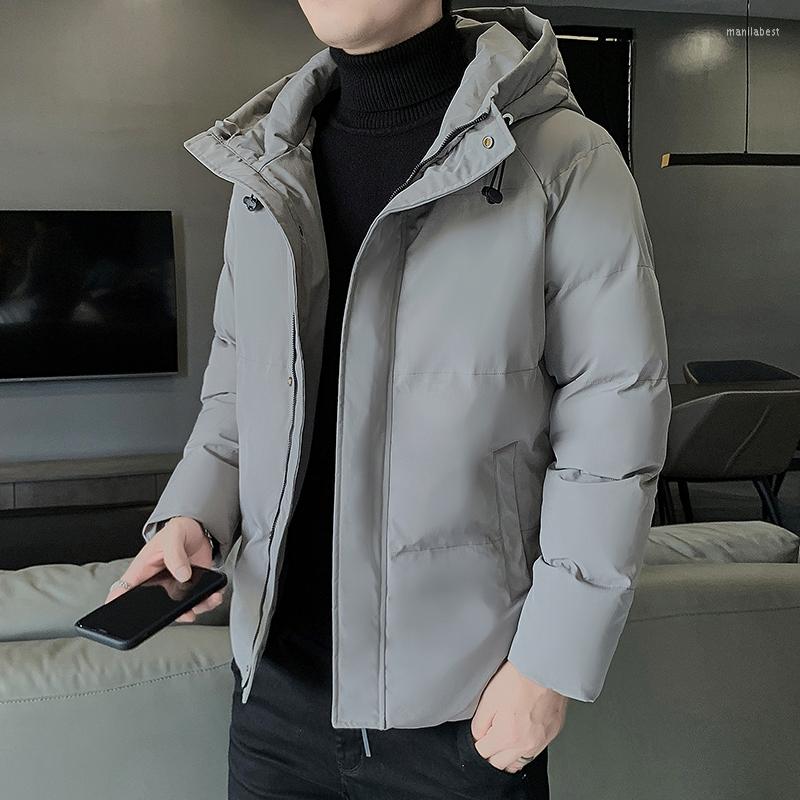 

Men's Down 2022 Casual Korean Large Size Jacket Thickened Warm Trend Winter Coat Short Hooded Cotton Padded Gentleman, Black