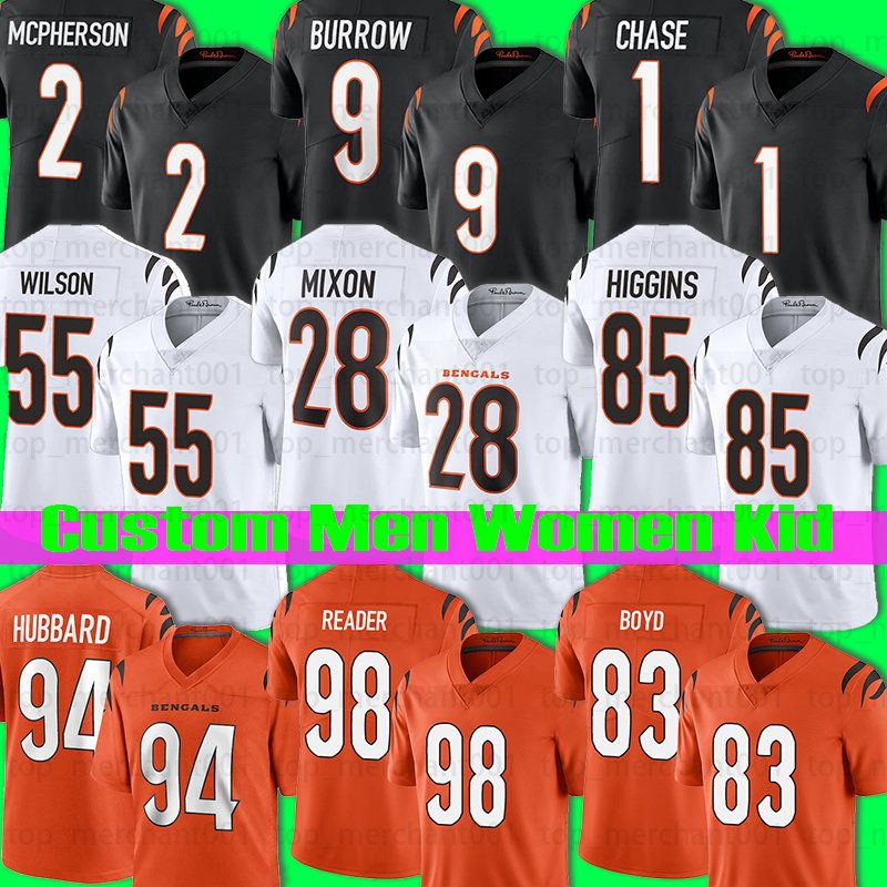 

CUSTOM Joe Burrow Tyler Boyd Football Jersey Cincinnati''Bengals''Joe Mixon Ja'Marr Chase Tee Higgins Hayden Hurst Mike Thomas Germaine Prat, Custom women jersey