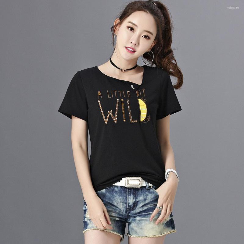 

Women's T Shirts 2022 Tees Women Clothe Summer Fashion Shirt Woman Tshirt, Black