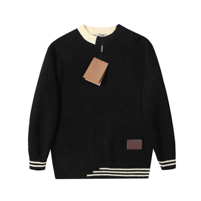 

Designed MenKnitted Sweater with Leathern Lable Design Hoodies Autumn Winter Pullover 15715, #1 black