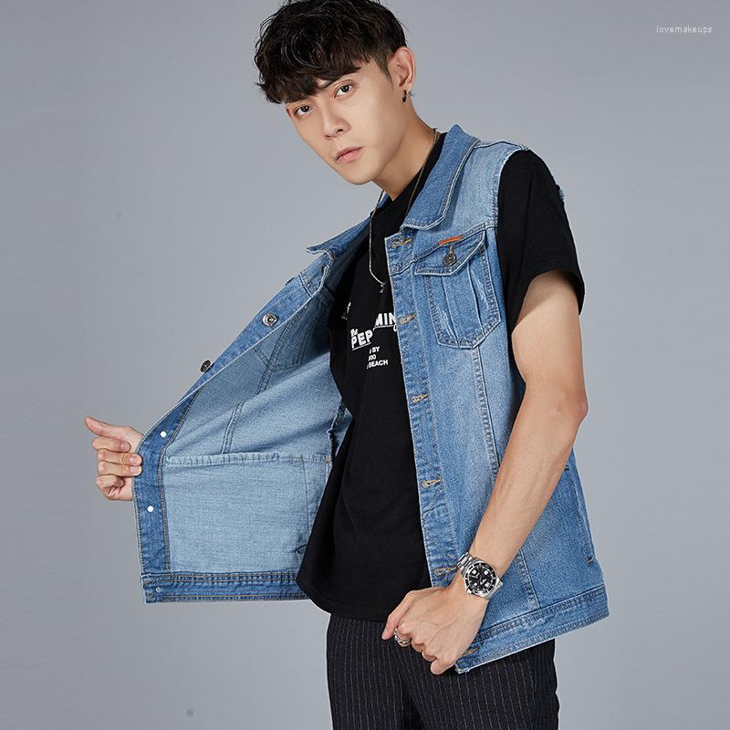 

Men's Vests Men Denim Vest 2022 Spring Summer Autumn Cowboy Sleeveless Male Waistcoat Mens Outerwear Designer Clothing 7030, Black