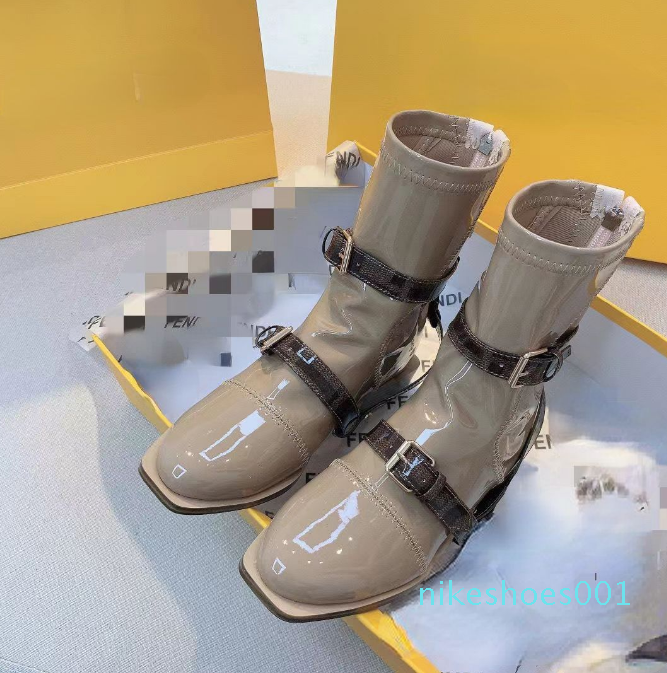 

women fashion boots Chunky heel French autumn/winter new mid-barrel elastic skinny boot with zipper low heel Martin boot, Customize