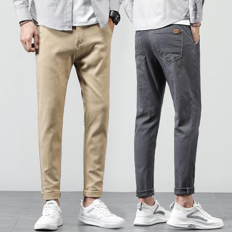

Men's Pants Spring Summer Autumn Style Men Business Straight-Cut Casual Elasticity Solid Color Khaki Trousers 968, Rice