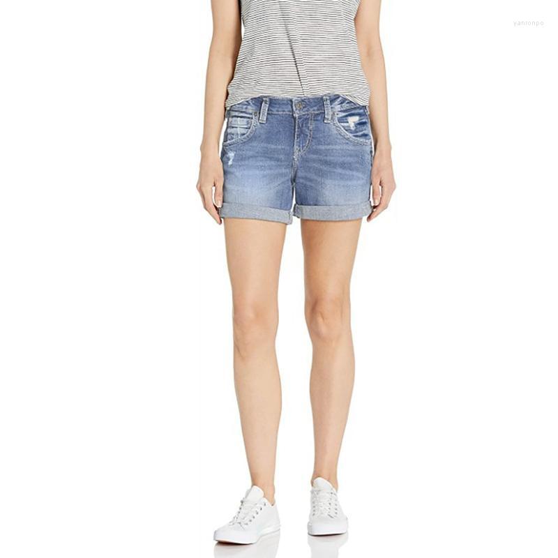 

Women' Shorts Women' Women Cuff Retro Women' Pocket Stretch Sexy Denim Ripped Fashion Pants Gold Biker For WomenWomen, Blue