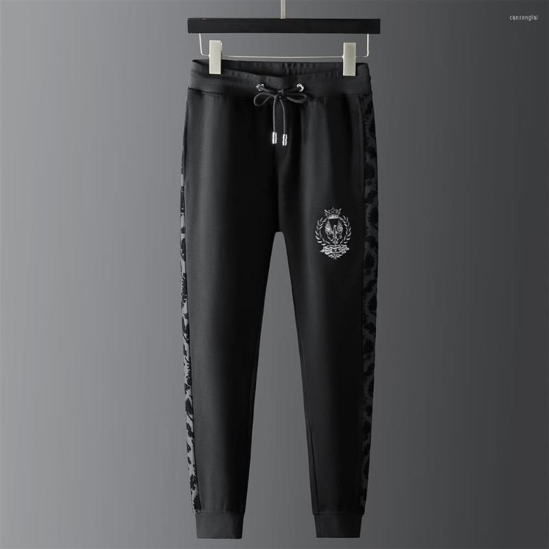 

Men's Pants High-end European Luxury Thickened Casual Men's Autumn And Winter Personalized Embroidered Sweatpants Handsome, Black
